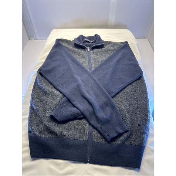 Nautica Full zip Navy/Grey Panels Cardigan Sweater Mens SZ XL - Picture 1 of 8